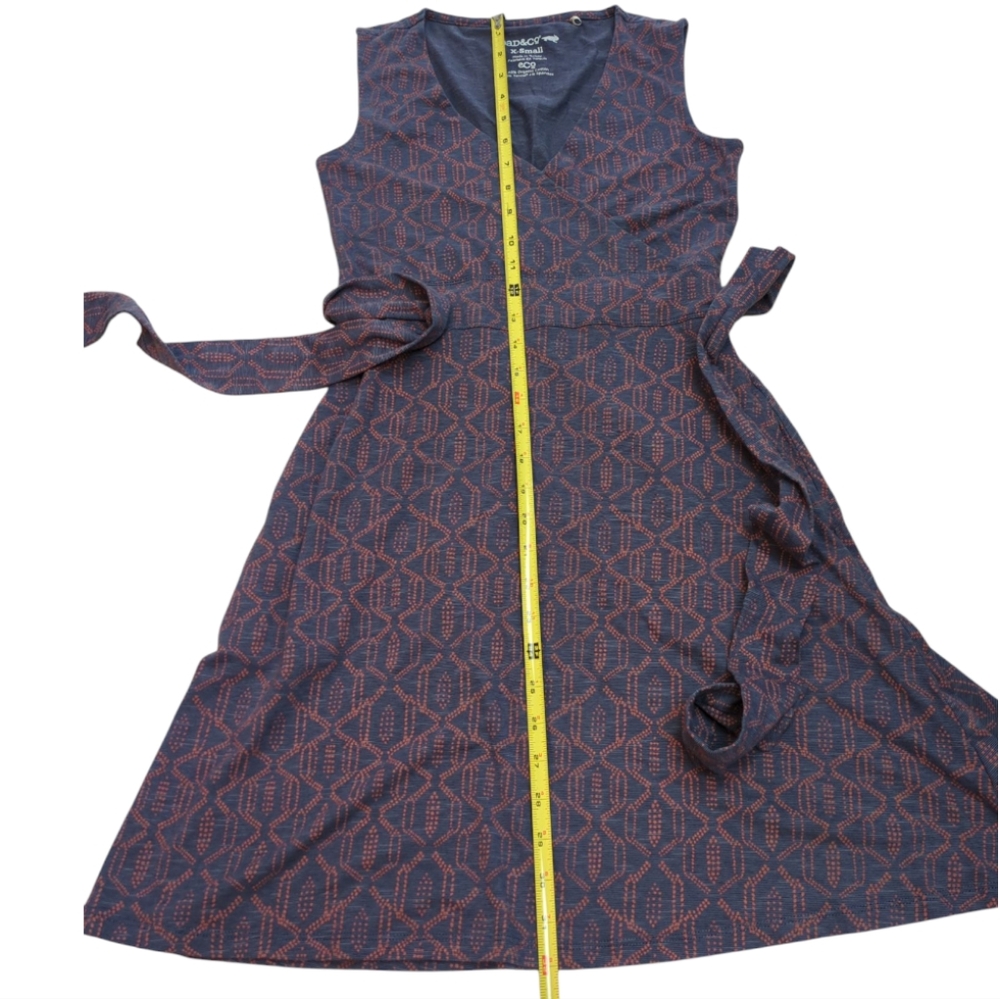 Toad & Co Wrap Tie Waist Dress XS, Pockets, Sleeveless Midi Organic Cue Sundress - Picture 8 of 9